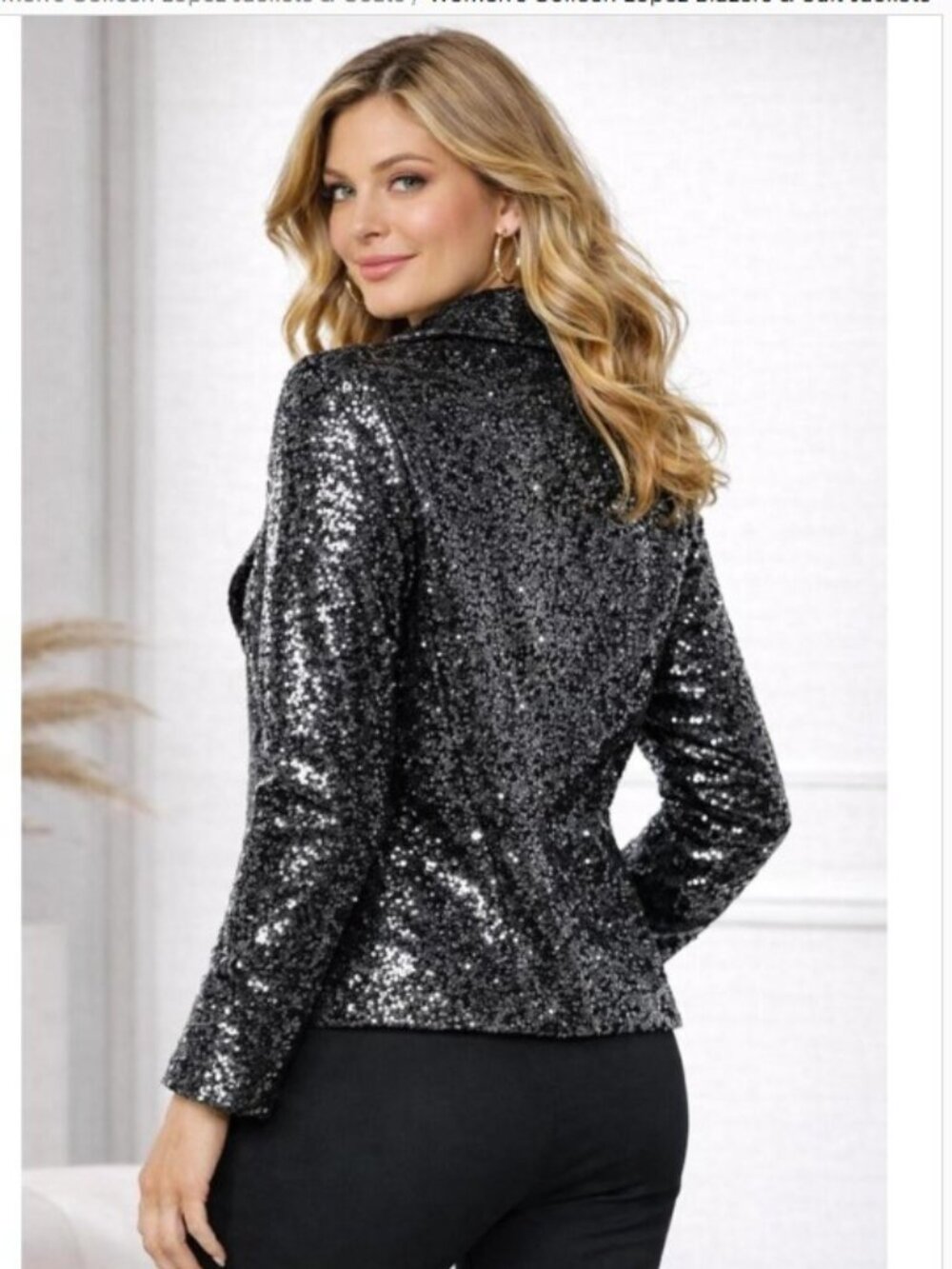 Colleen Lopez Luxe Sequin Moto Jacket - Size: Medium - NIP - Picture 2 of 16